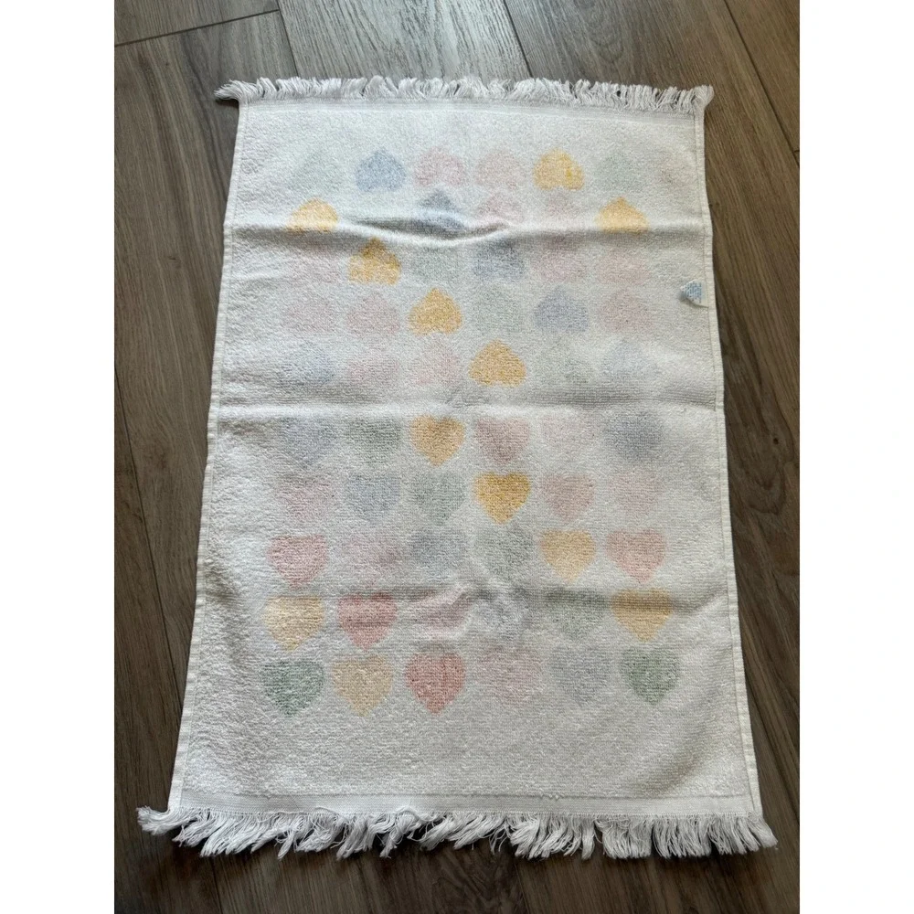 Vintage Kitchen Towel Set of 3 Hearts Tulips Teapot Crocheted Hanging Kitsch